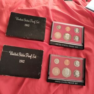 2  ..Collectible Proof Sets John Kennedy Dated 1982 With Black Paper Covers .